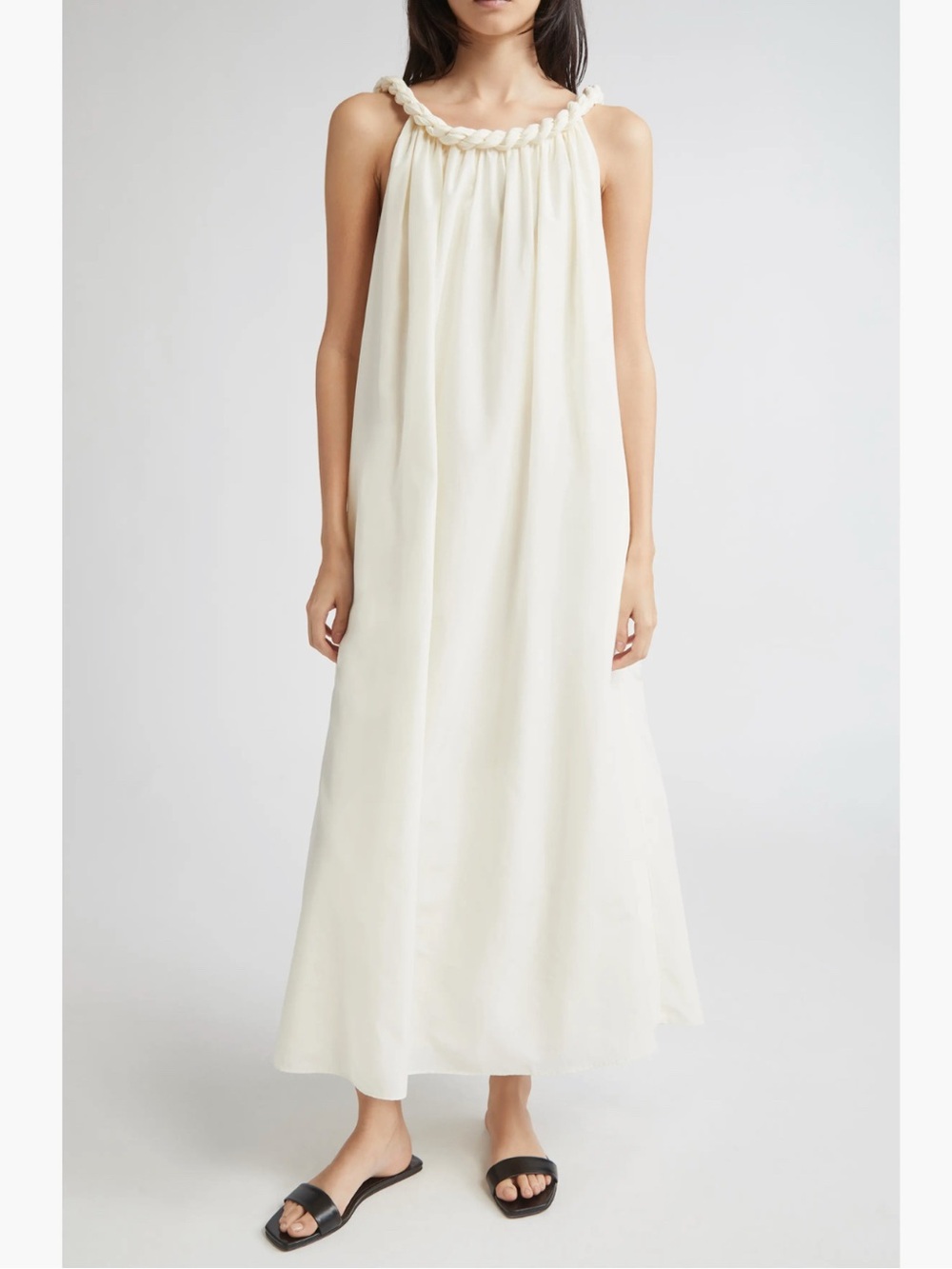 LOULOU DE SAISON Kika Gathered Cotton & Silk Voile Maxi Dress